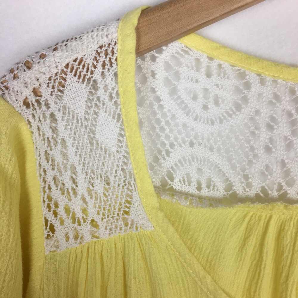 Ella Moss Yellow Gauzy Cotton Flared Sleeve Top size XS - Picture 5 of 11